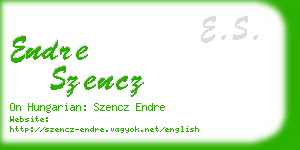 endre szencz business card